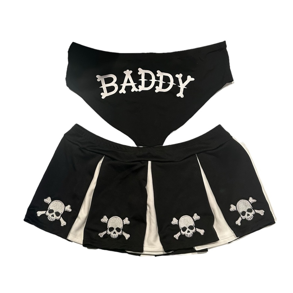 Tricks N’ Treatz Deadly Cheerleader Costume-Skirt, Panties, and pom poms ONLY-1X